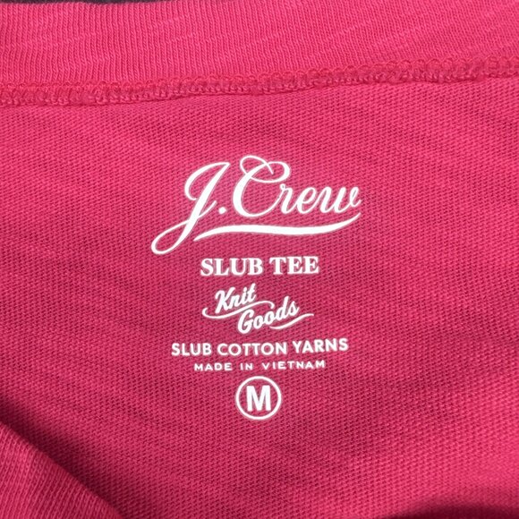 J. Crew Women’s Pink Slub Tee Scoop Neck Pullover 3/4 Sleeve Cotton Top Sz M - Picture 5 of 8